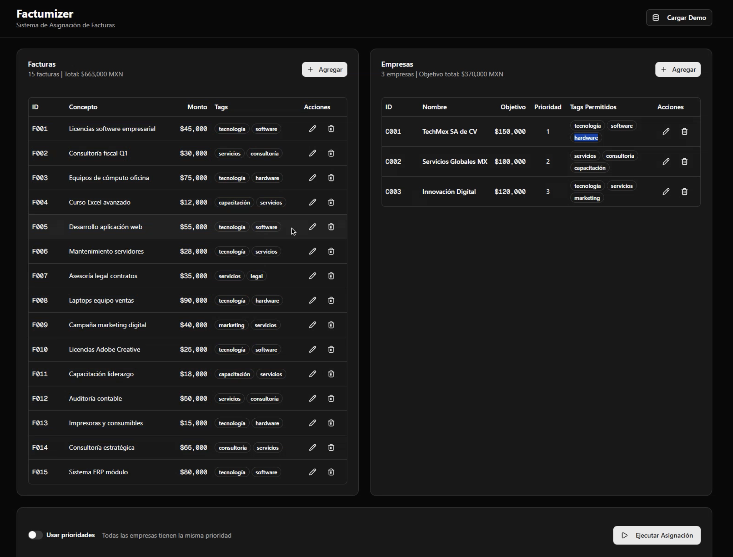 Factumizer — Invoice detail